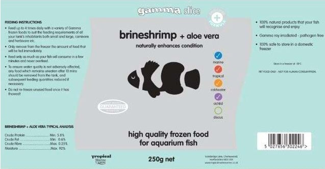 Gamma Slice Brineshrimp Aloe Vera Flat Pack 250g